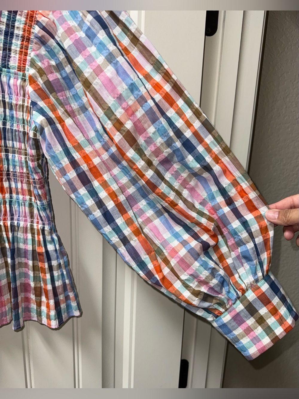 LN $395 WOMENS SMALL (bust 36”) HUNTER BELL LOREN BLOUSE SHIRT TOP PLAID - Picture 3 of 5